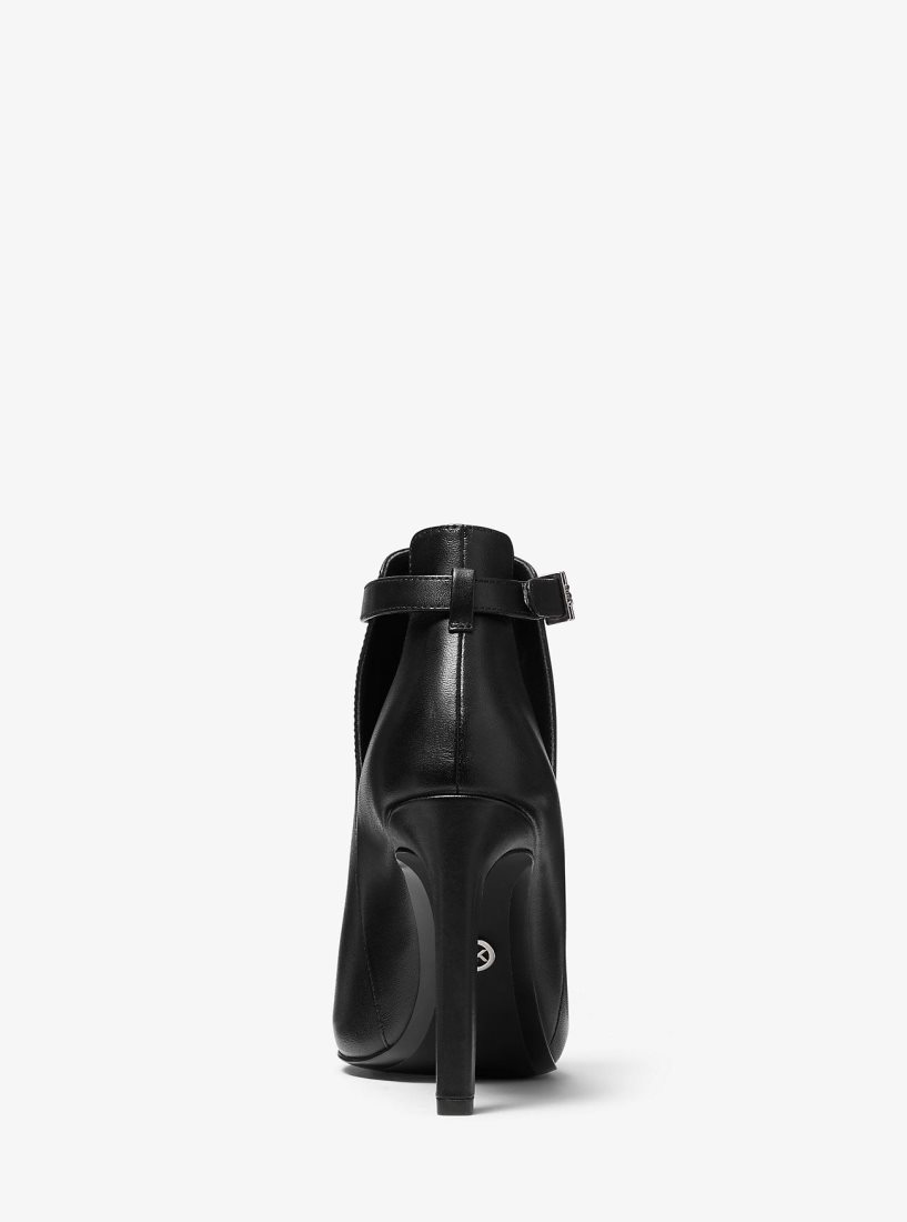 Michael Kors Lawson Leather Open-Toe Ankle Boot Stiefeletten Damen Schwarz | MINKBF479