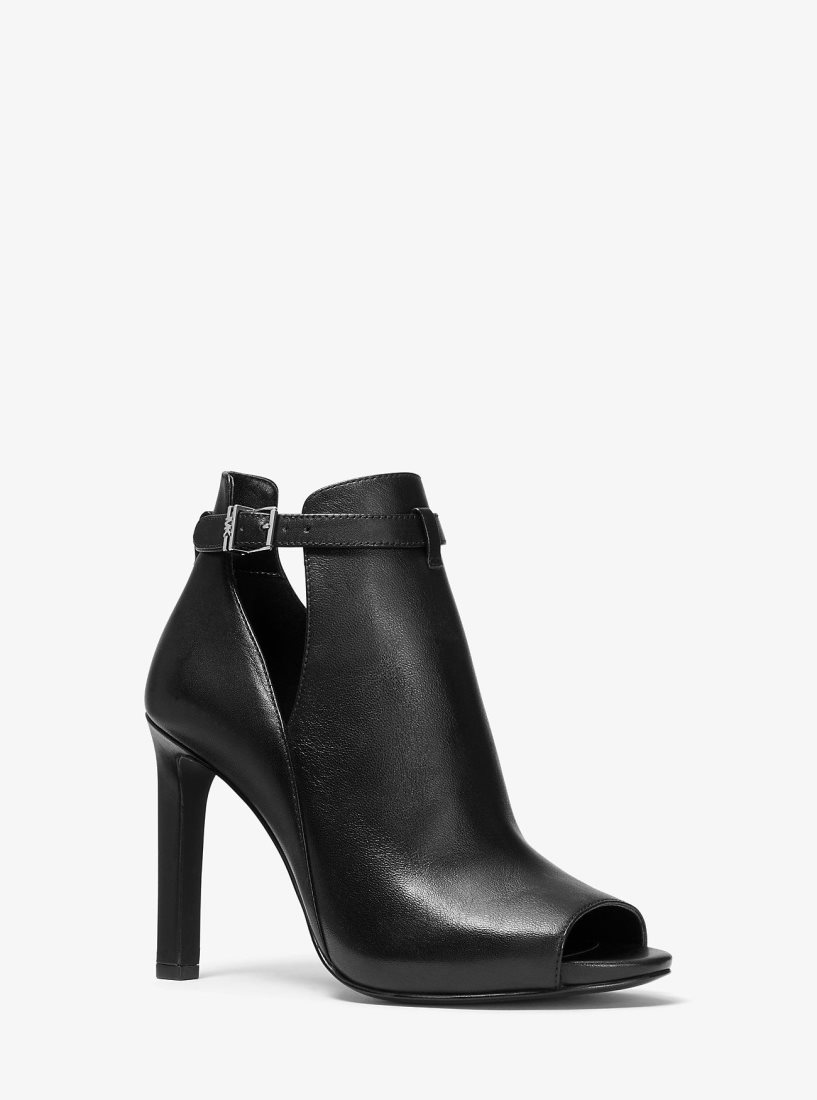 Michael Kors Lawson Leather Open-Toe Ankle Boot Stiefeletten Damen Schwarz | MINKBF479