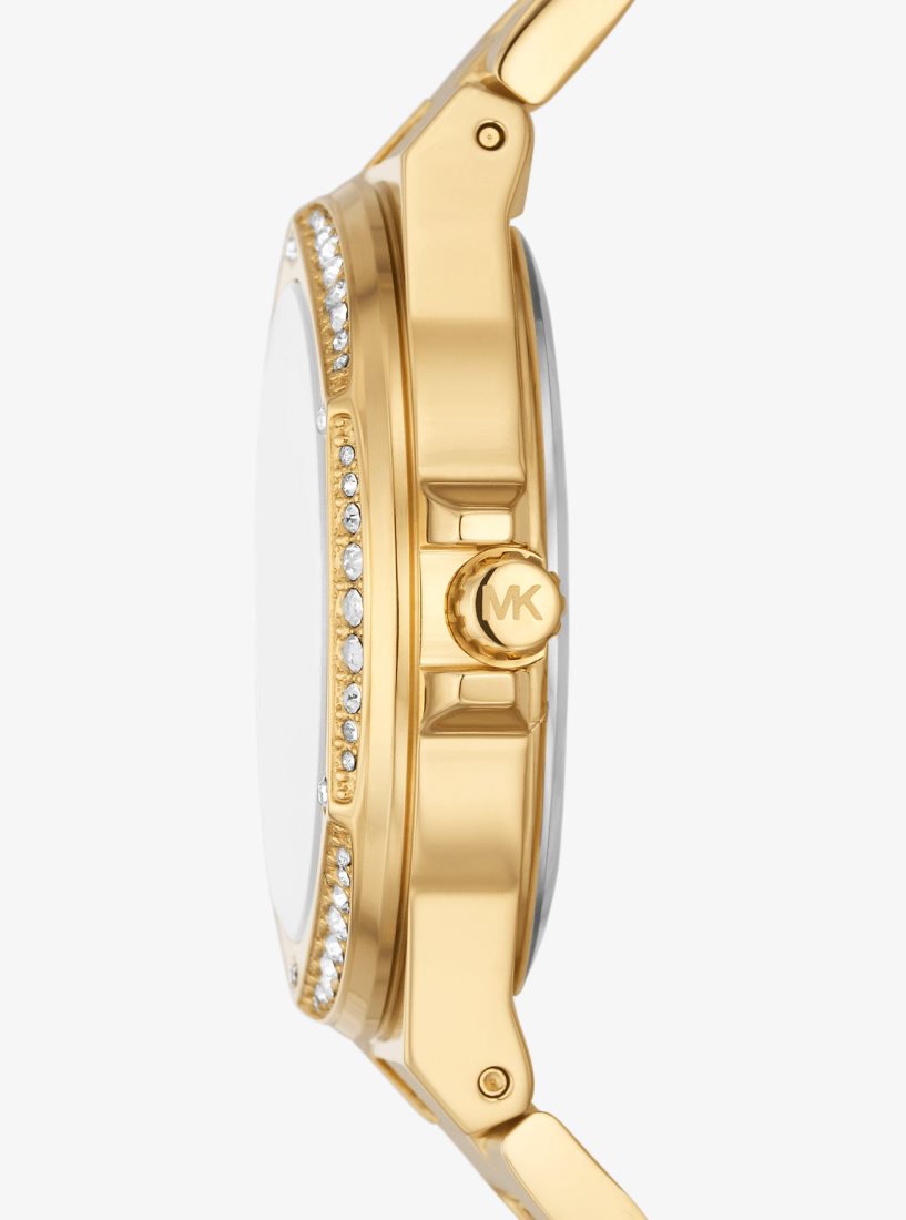 Michael Kors Lennox Pave Logo Gold-Tone Logo Watch Gold-tone Damen Gold | CBYVZL801