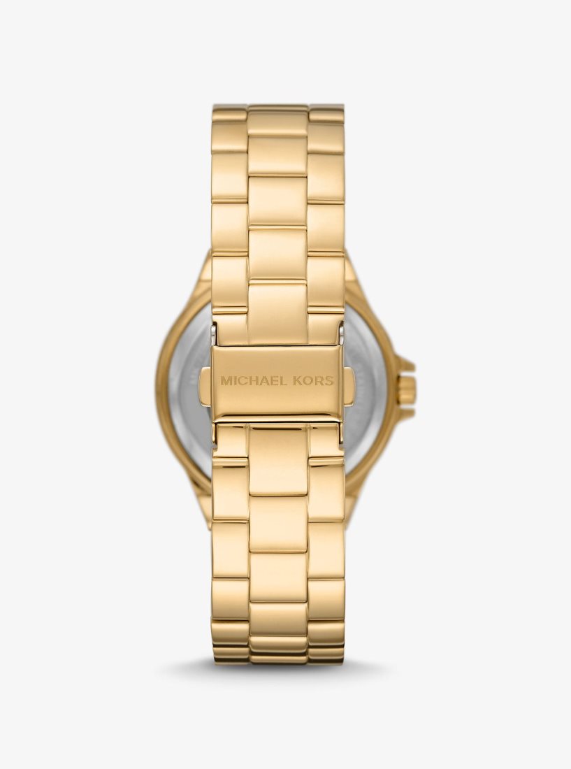 Michael Kors Lennox Pave Logo Gold-Tone Logo Watch Gold-tone Damen Gold | CBYVZL801