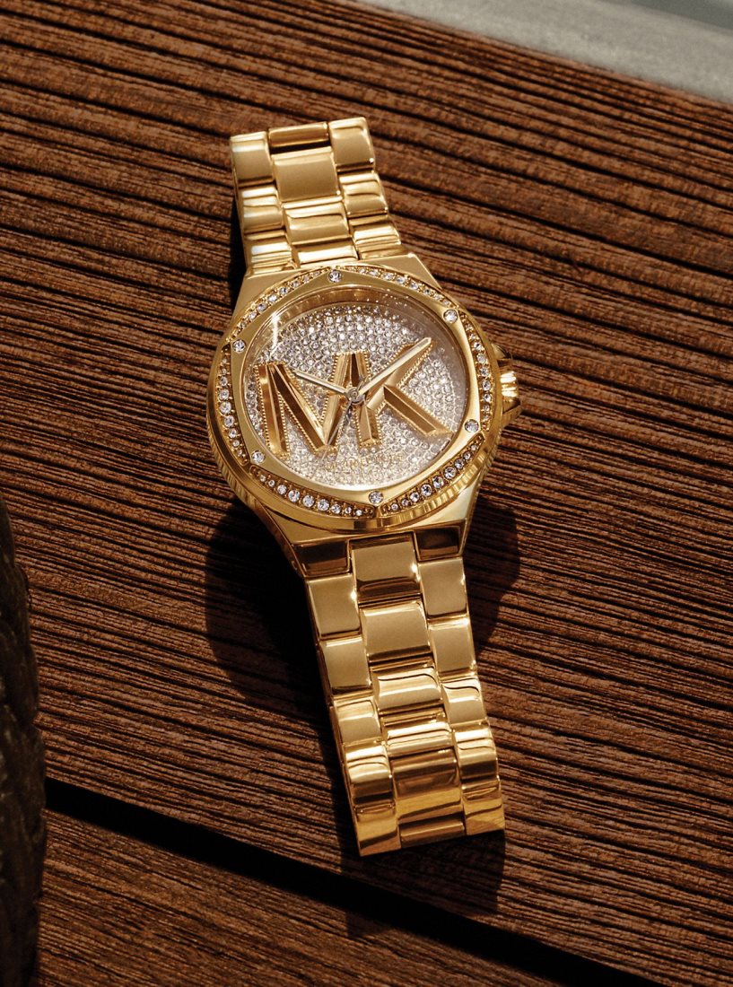 Michael Kors Lennox Pave Logo Gold-Tone Logo Watch Gold-tone Damen Gold | CBYVZL801