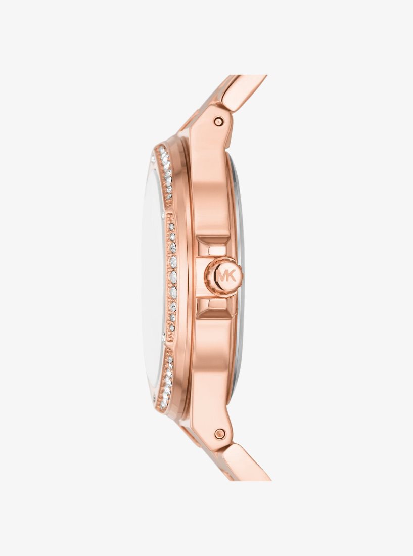 Michael Kors Lennox Pave Logo Rose Gold-Tone Watch Gold-tone Damen Rosa Gold | ATVFKH451