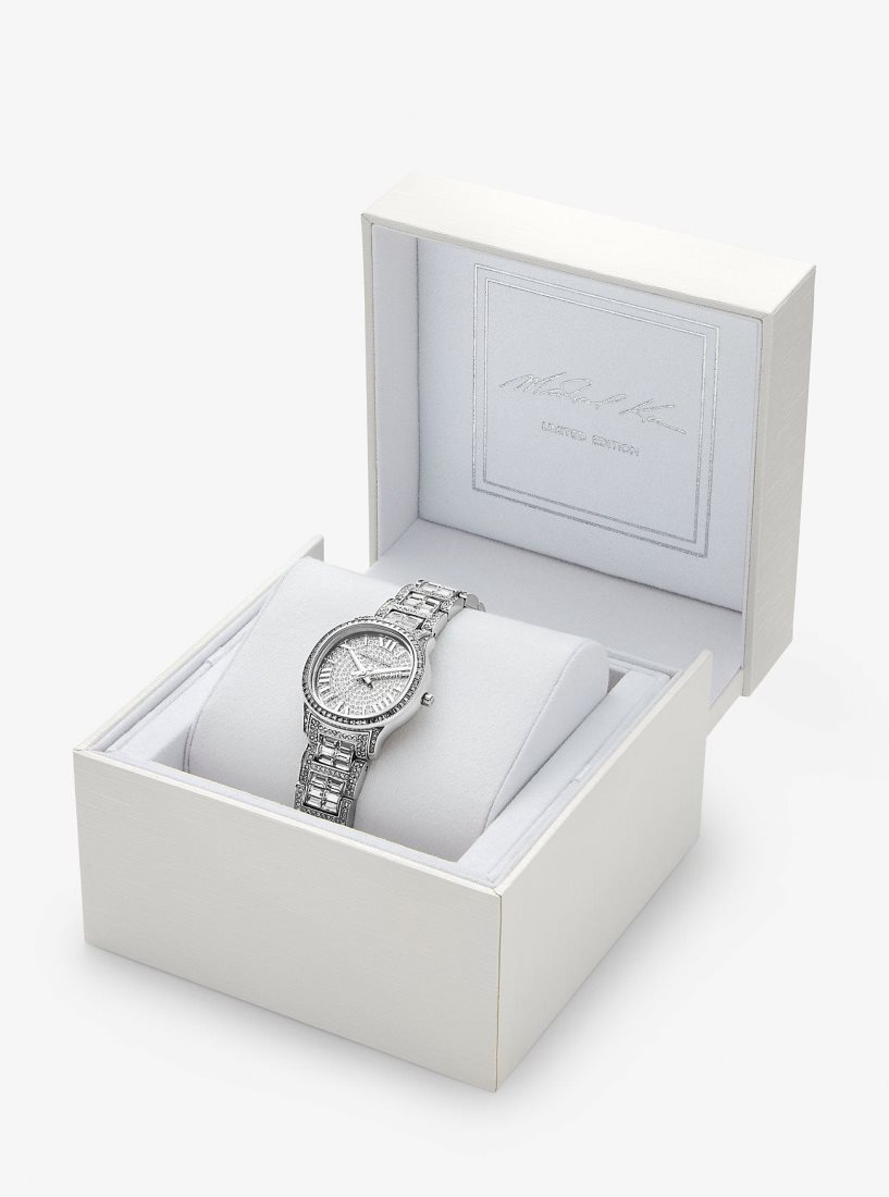 Michael Kors Limited-Edition Mini Sage Pave Silver-Tone Watch Silver-tone Damen Silber | QKSEZA746