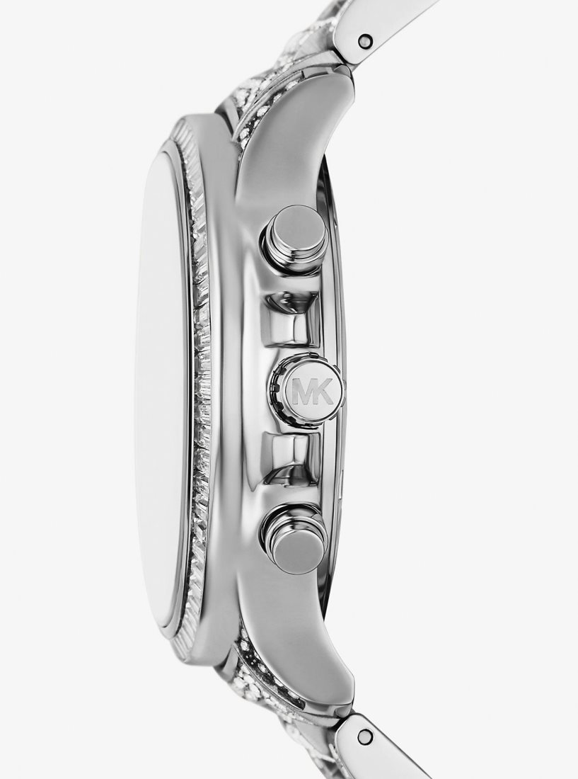 Michael Kors Limited-Edition Oversized Sage Pave Silver-Tone Watch Silver-tone Damen Silber | LSERZJ528
