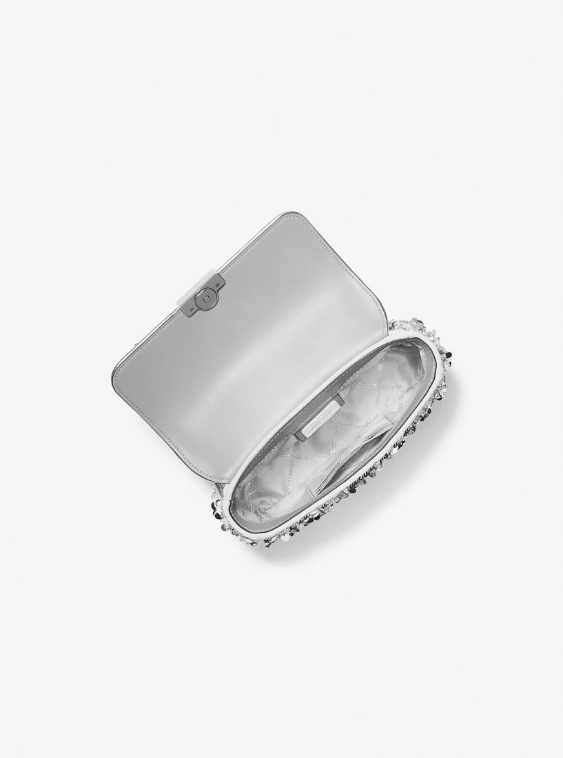 Michael Kors Limited-Edition Tribeca Small Hand-Embellished Shoulder Bag Schultertasche Damen Silber | BWHCPU521