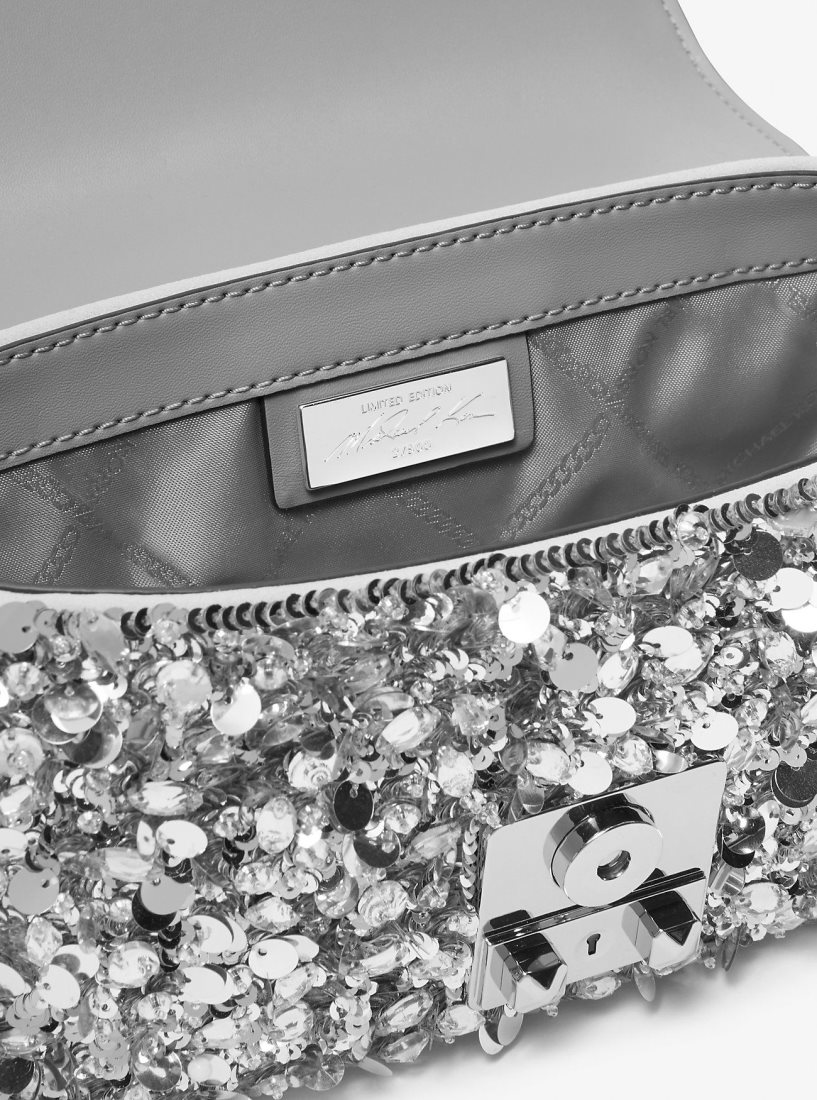 Michael Kors Limited-Edition Tribeca Small Hand-Embellished Shoulder Bag Schultertasche Damen Silber | BWHCPU521