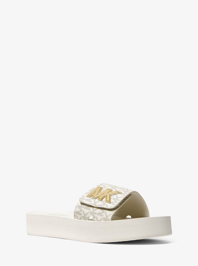 Michael Kors Logo Platform Slide Sandal Hausschuhe Damen Hellgelb | DFKISV038