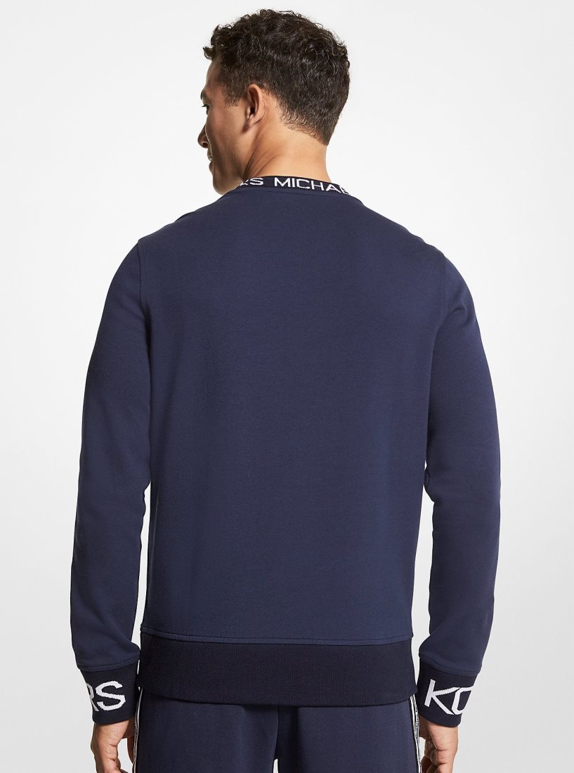 Michael Kors Logo Tape Cotton Blend Sweater T-shirts Herren Midnight | OLHDMC068