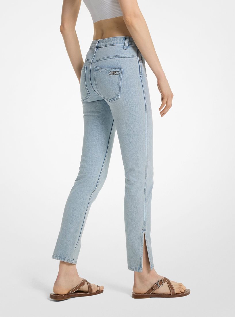 Michael Kors Low-Rise Denim Split-Hem Jeans Hose Damen Blau Waschen | HRVQGU791