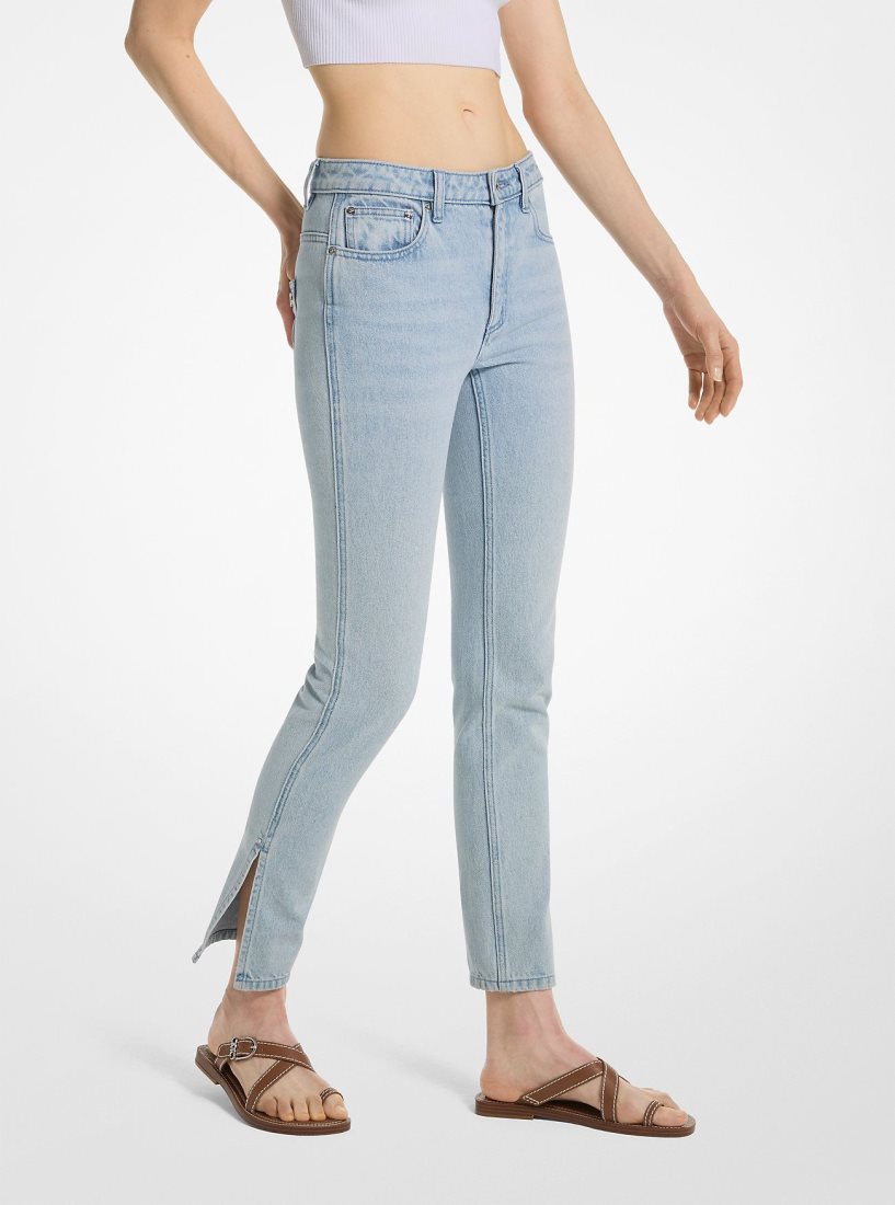 Michael Kors Low-Rise Denim Split-Hem Jeans Hose Damen Blau Waschen | HRVQGU791