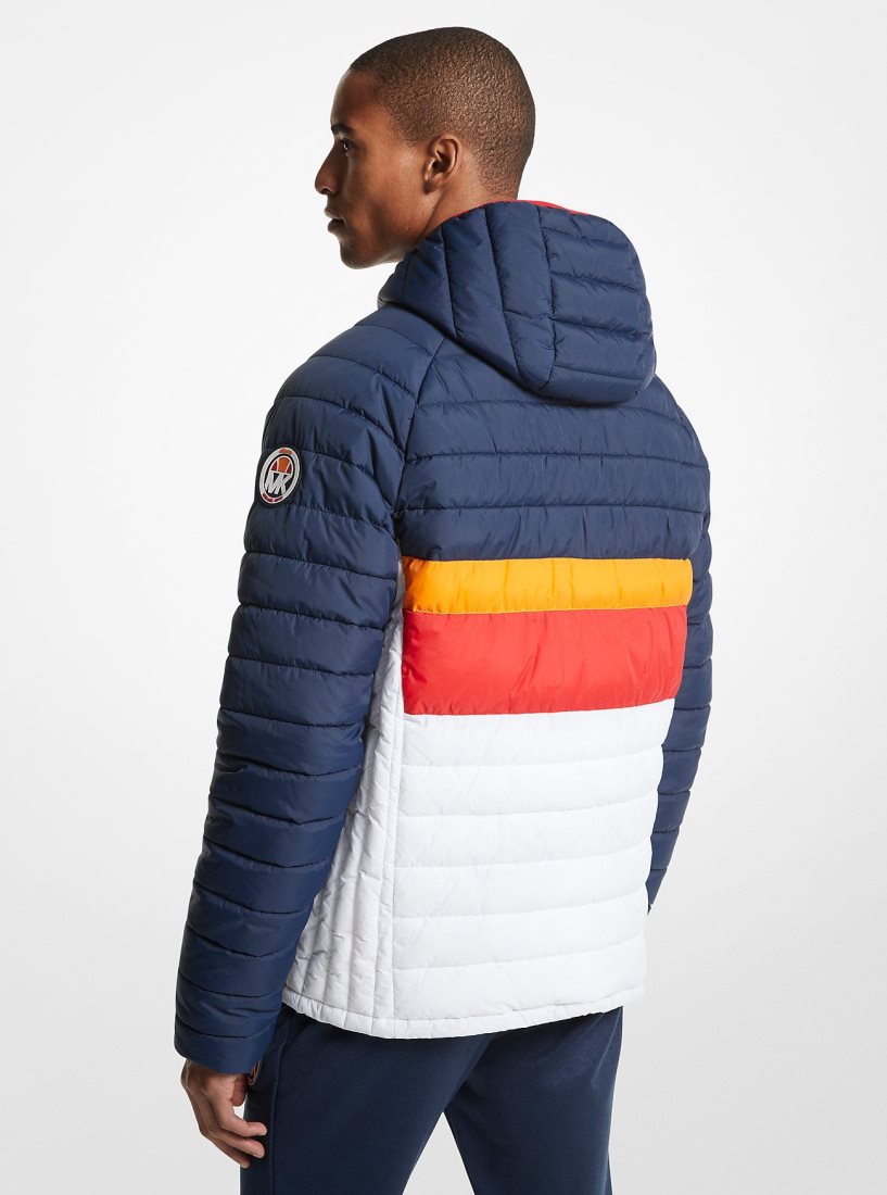 Michael Kors MK x ellesse Breckenridge Color-Blocked Quilted Nylon Puffer Jacket Jacken Herren Dress Blues | WSHKPY125