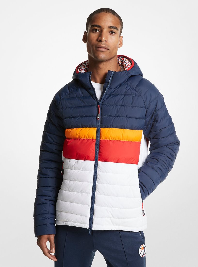 Michael Kors MK x ellesse Breckenridge Color-Blocked Quilted Nylon Puffer Jacket Jacken Herren Dress Blues | WSHKPY125