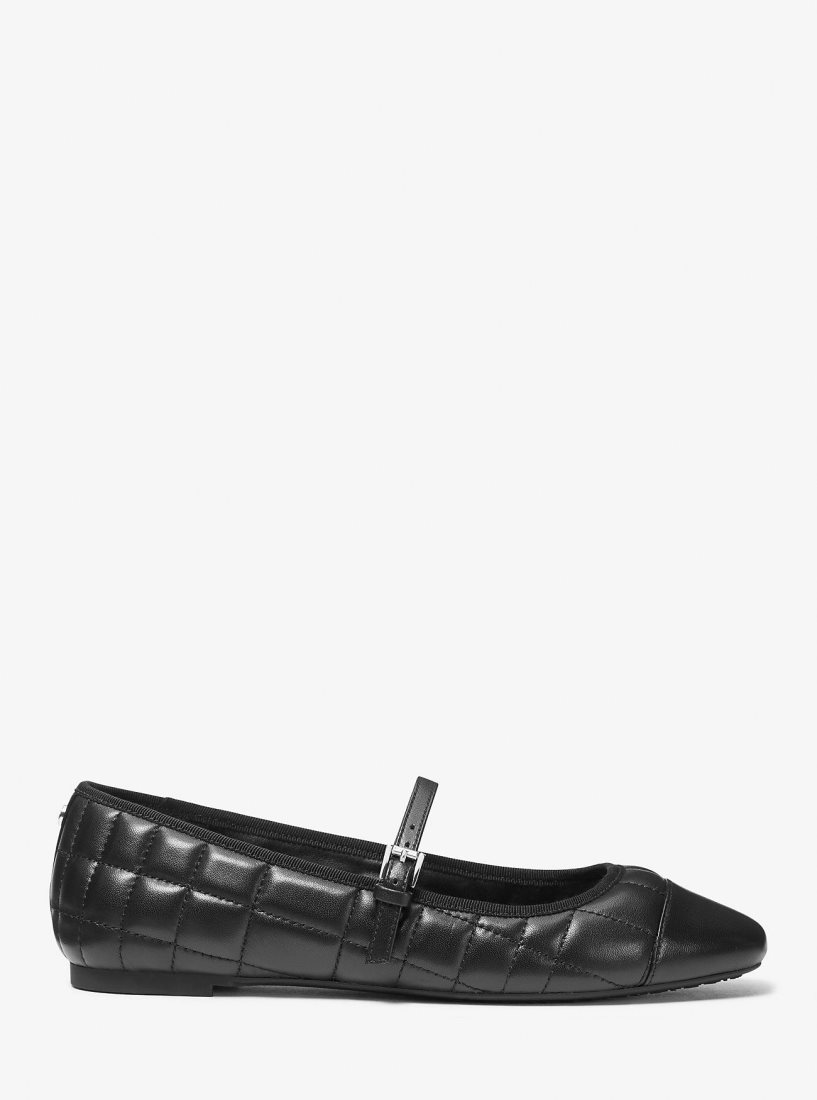 Michael Kors Mae Quilted Leather Ballet Flat Flache Schuhe Damen Schwarz | UZATFD657