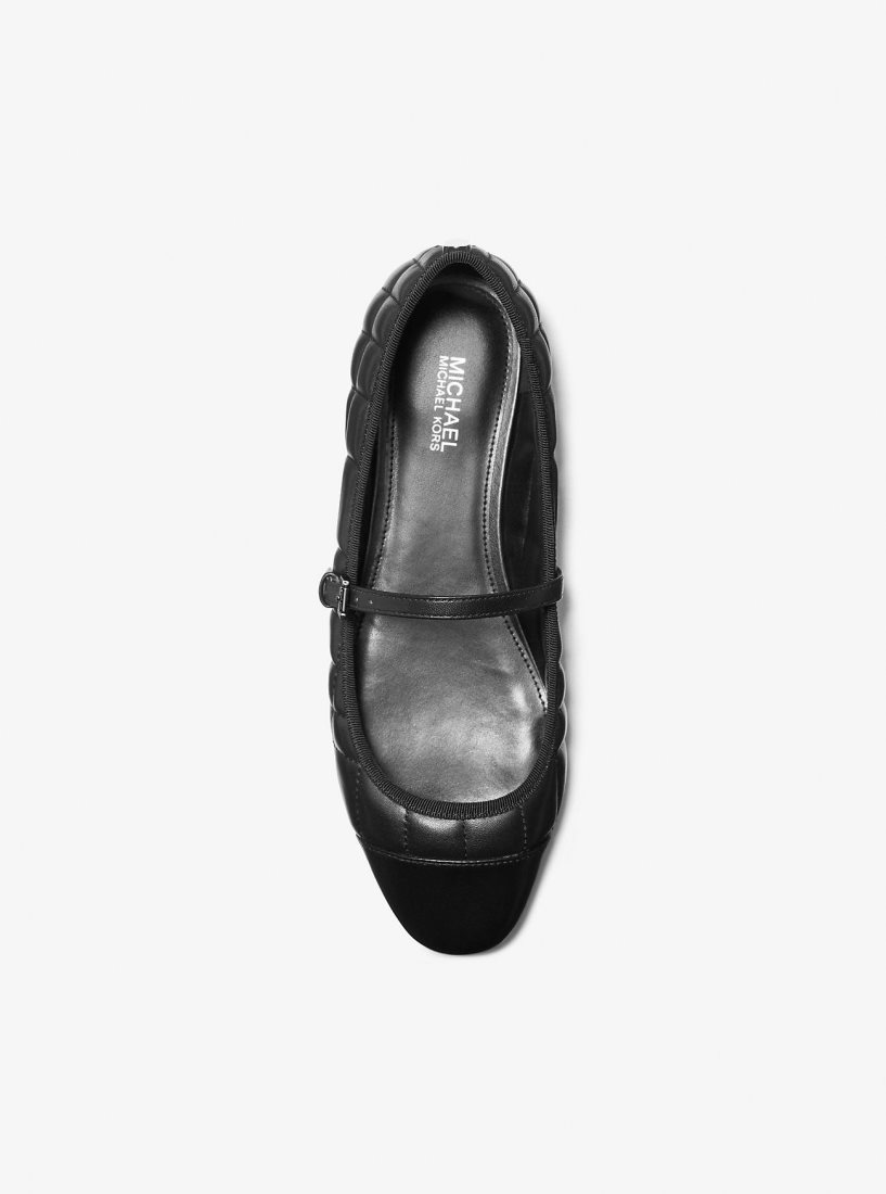 Michael Kors Mae Quilted Leather Ballet Flat Flache Schuhe Damen Schwarz | UZATFD657