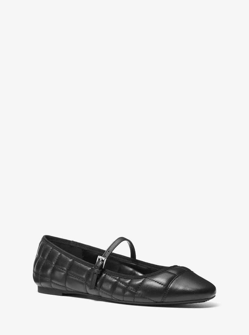 Michael Kors Mae Quilted Leather Ballet Flat Flache Schuhe Damen Schwarz | UZATFD657