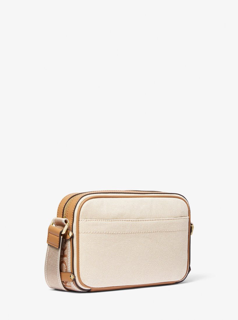Michael Kors Maeve Large Canvas and Smooth Crossbody Bag Umhängetasche Damen Pale Peanut | HWCXMS059