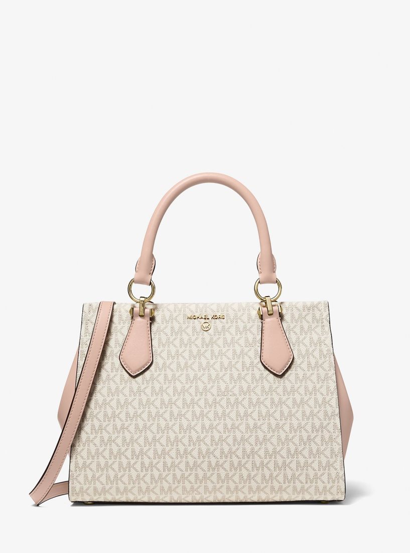 Michael Kors Marilyn Medium Logo Satchel Satchel Tasche Damen Hellgelb Rosa | HKYGPM381