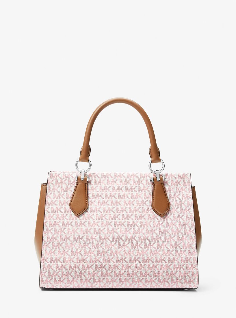 Michael Kors Marilyn Medium Logo Stripe Satchel Satchel Tasche Damen Rosa Mehrfarbig | FKLYRH716