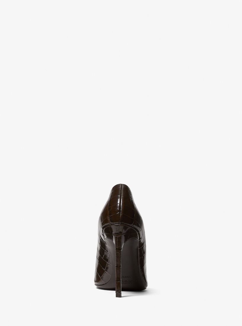 Michael Kors Martine Crocodile Embossed Leather Pump Hohe Schuhe Damen Schokolade | KFOXVR524