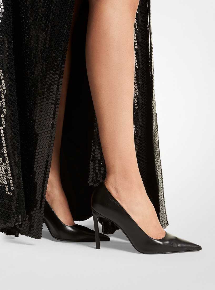 Michael Kors Martine Leather Pump Hohe Schuhe Damen Schwarz | DLMGJT564