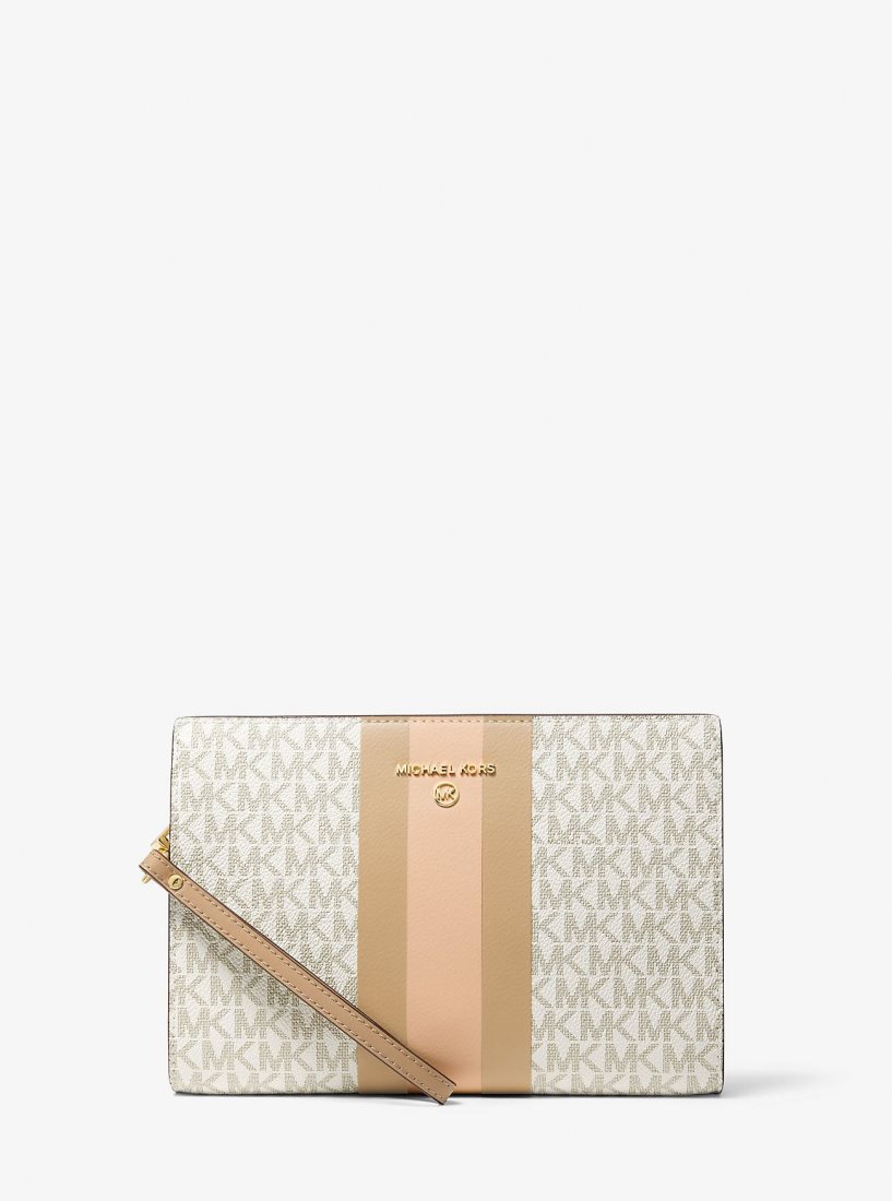 Michael Kors Medium Logo Stripe Zip Pouch Unterarmtasche-Taschen Damen Mehrfarbig | BJNFGP936