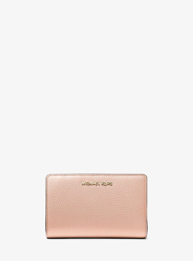 Michael Kors Medium Pebbled Leather Wallet Geldbörse Damen Rosa | ETRWZG564
