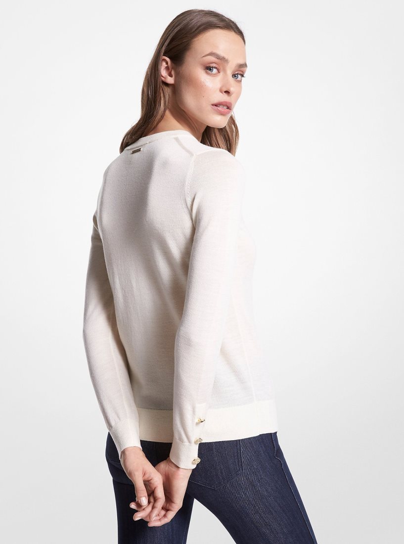 Michael Kors Merino Wool Blend Sweater Pullover Damen Beige | RHLFDE807