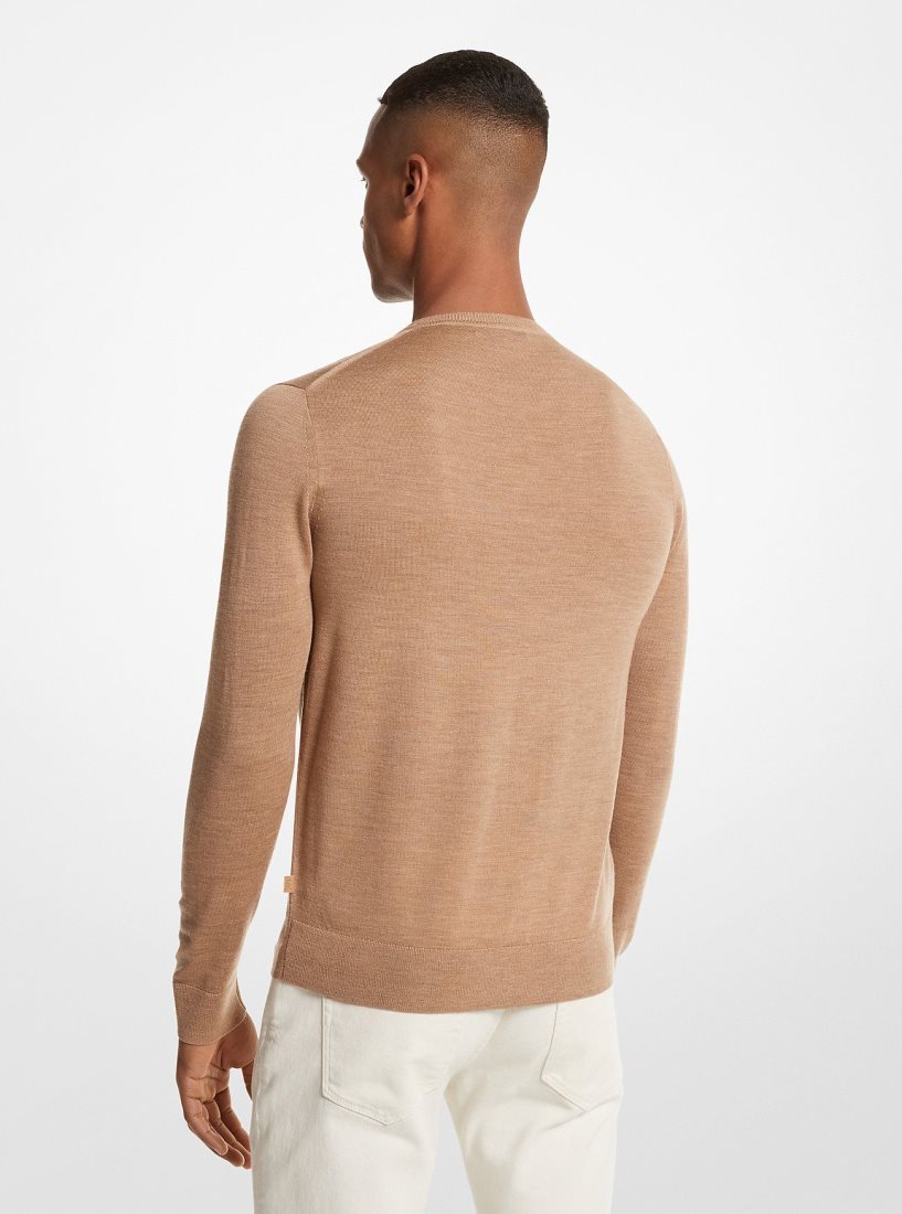 Michael Kors Merino Wool Sweater T-shirts Herren Dunkelbraun | SDWVCX594