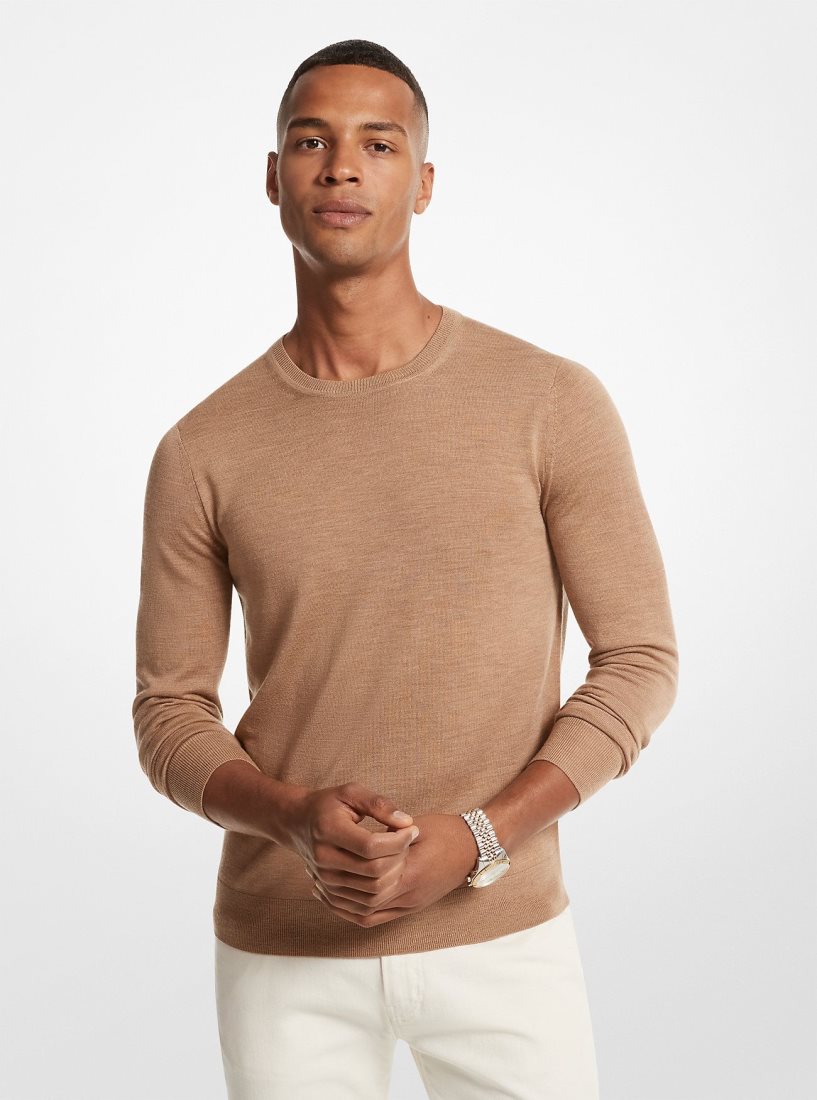 Michael Kors Merino Wool Sweater T-shirts Herren Dunkelbraun | SDWVCX594