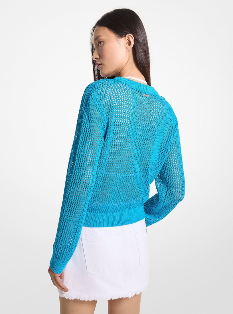 Michael Kors Mesh Sweater Pullover Damen Blau | WGTFOU750