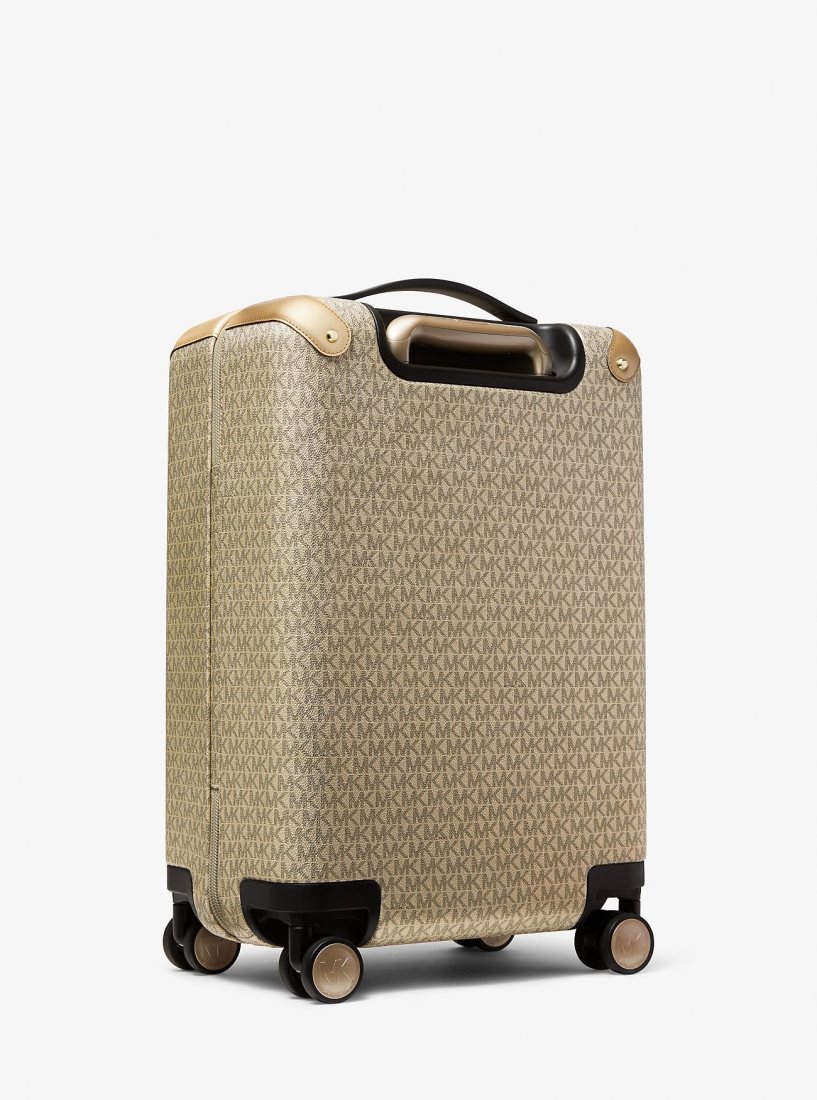Michael Kors Metallic Logo Suitcase Duffle Tasche Damen Gold | LRPSVC485