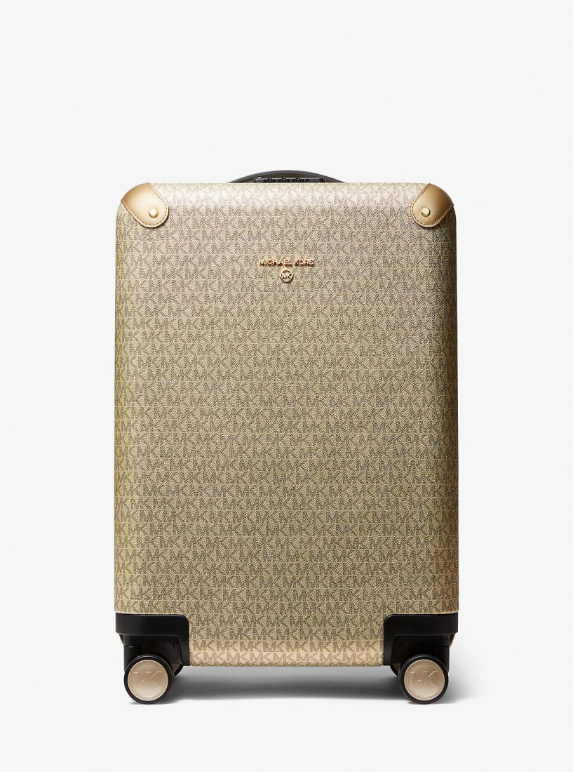 Michael Kors Metallic Logo Suitcase Duffle Tasche Damen Gold | LRPSVC485