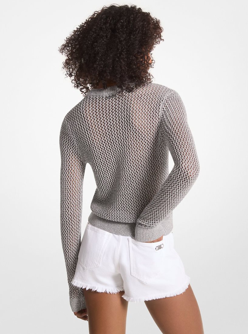 Michael Kors Metallic Mesh Sweater Pullover Damen Silber | VNQXGB259