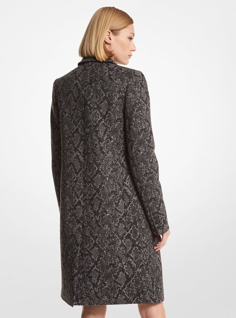 Michael Kors Metallic Snake Jacquard Coat Jacken Damen Schwarz Silber | DXFNKC173
