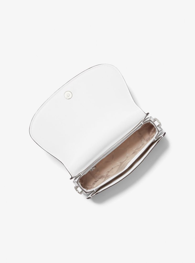 Michael Kors Mila Medium Leather Messenger Bag Umhängetasche Damen Weiß | AWRJXI018