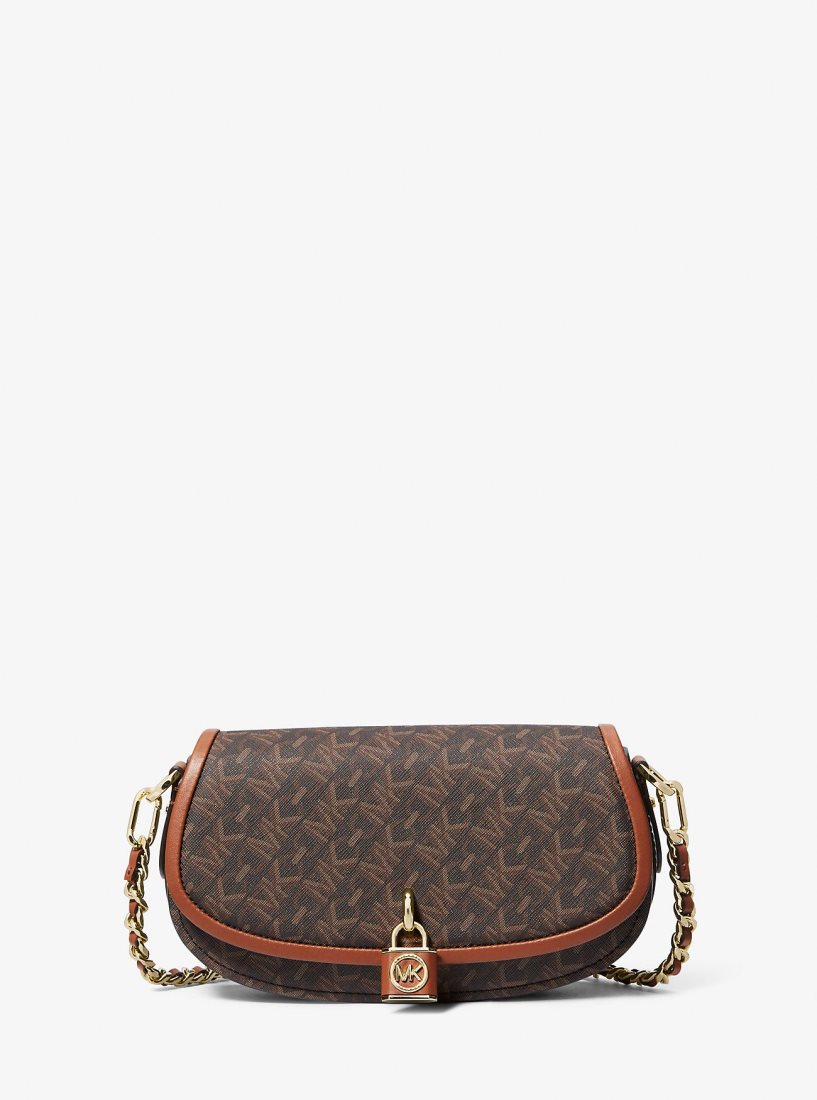 Michael Kors Mila Small Empire Signature Logo Shoulder Bag Umhängetasche Damen Braun | PORLDN756