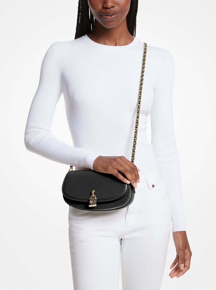 Michael Kors Mila Small Leather Shoulder Bag Schultertasche Damen Schwarz | MSVCJL862