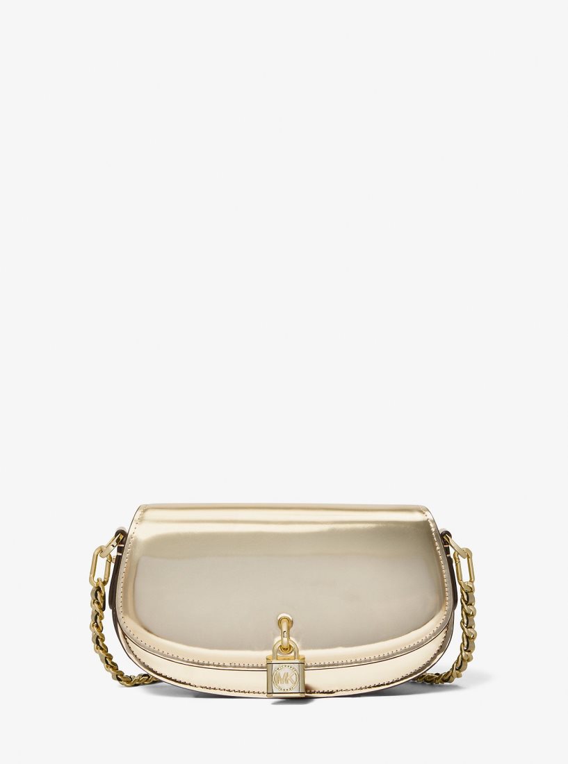 Michael Kors Mila Small Metallic Leather Shoulder Bag Umhängetasche Damen Gold | KBLXTU146