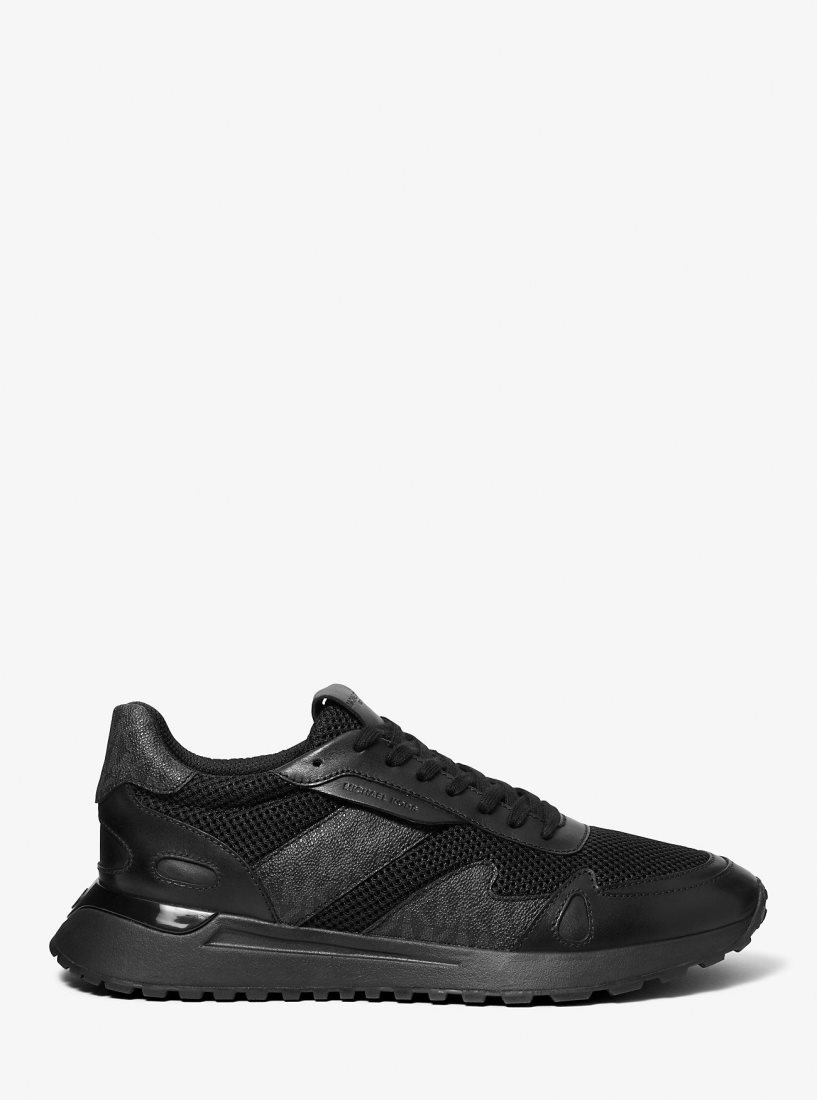 Michael Kors Miles Mixed-Media Trainer Sportschuhe Herren Schwarz | BIKFOA280