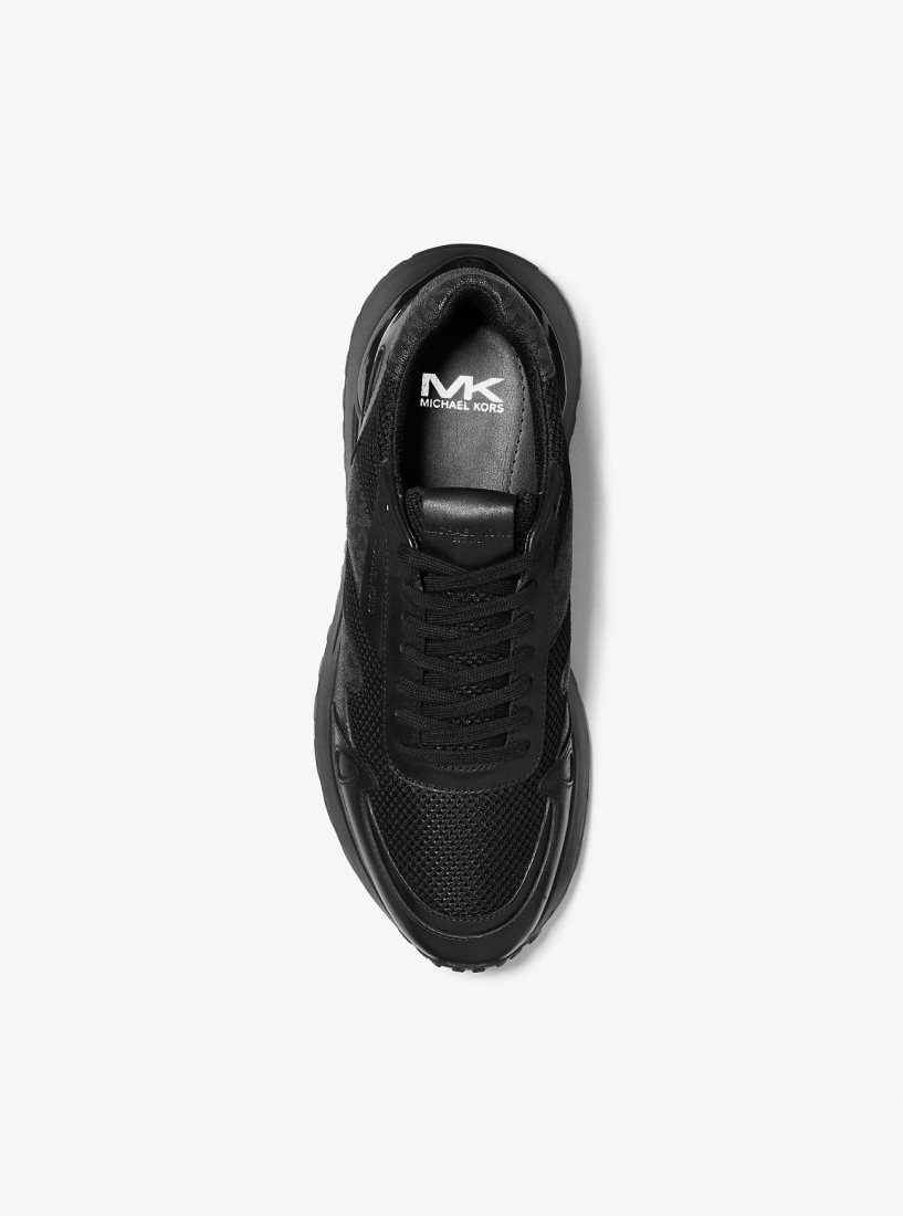 Michael Kors Miles Mixed-Media Trainer Sportschuhe Herren Schwarz | BIKFOA280