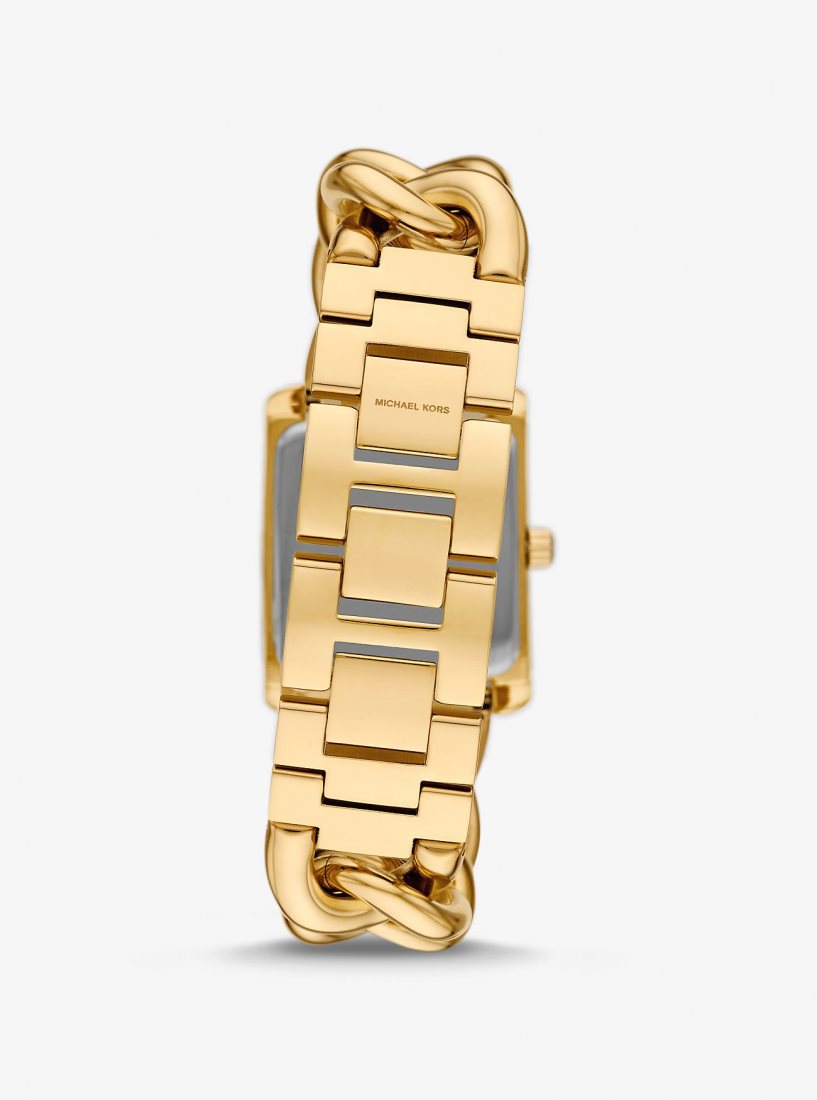 Michael Kors Mini Emery Animal Pave Gold-Tone Curb Link Watch Gold-tone Damen Gold | YQVSWH529