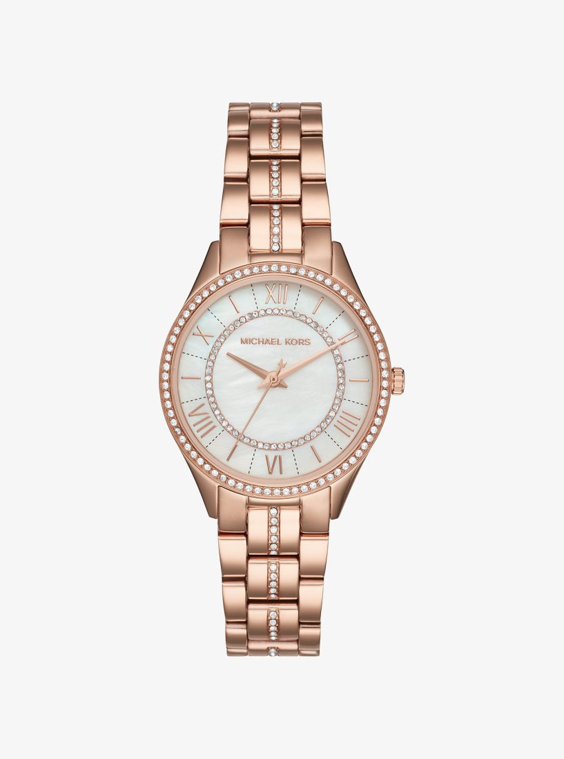 Michael Kors Mini Lauryn Pave Rose Gold-Tone Watch Rose Gold-tone Damen Rosa Gold | OAHIZC809