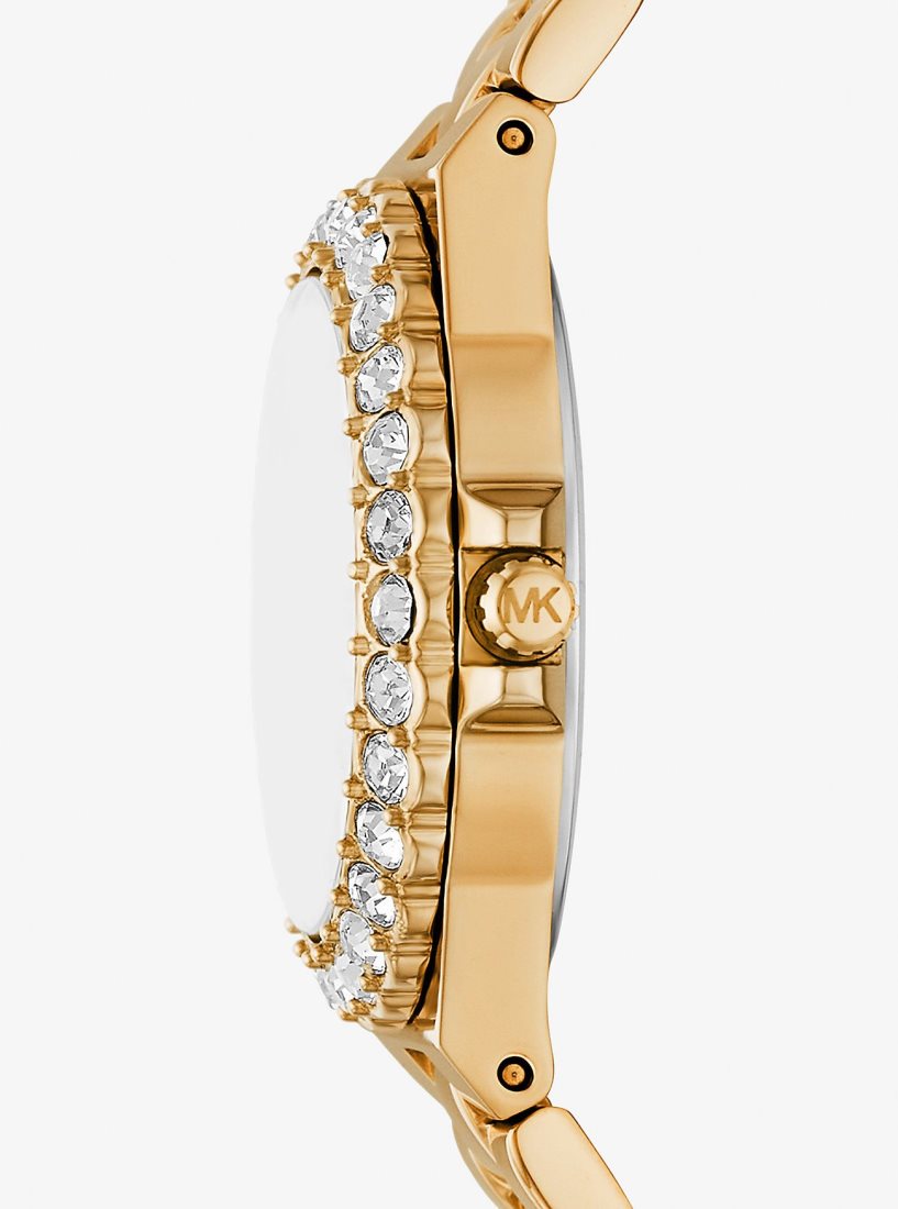 Michael Kors Mini Lennox Animal Pave Gold-Tone Watch Gold-tone Damen Gold | RYFWGP254
