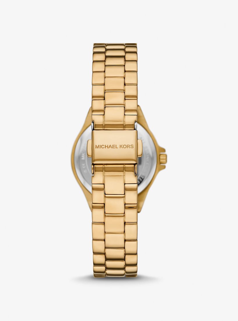 Michael Kors Mini Lennox Animal Pave Gold-Tone Watch Gold-tone Damen Gold | RYFWGP254