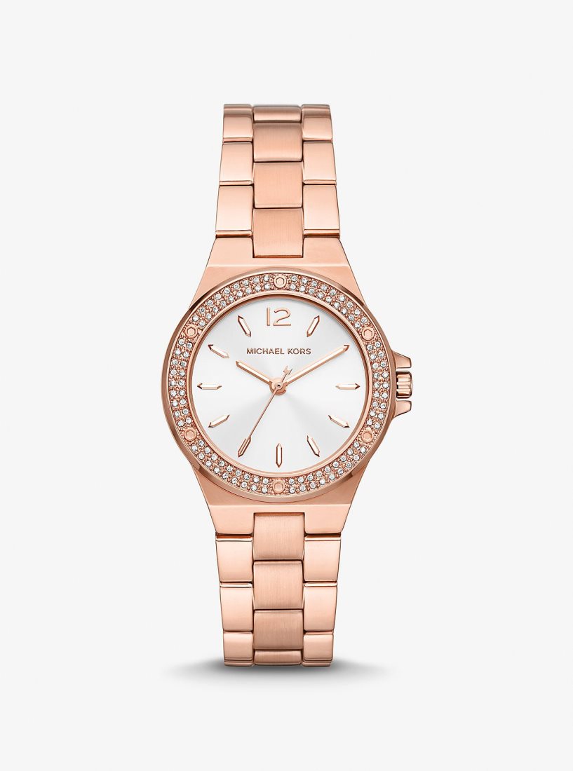 Michael Kors Mini Lennox Pave Rose Gold-Tone Watch Gold-tone Damen Rosa Gold | COIZWL934