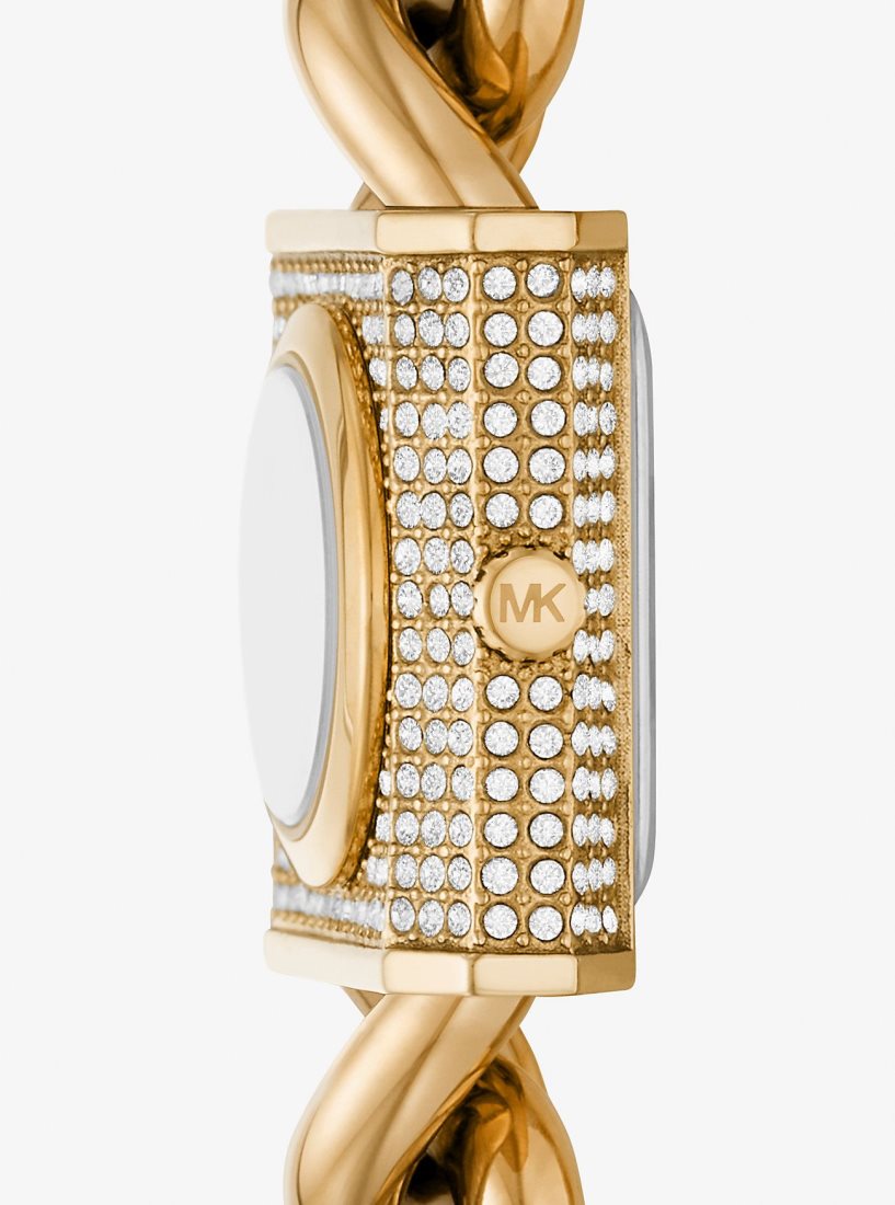 Michael Kors Mini Lock Pave Gold-Tone Chain Watch Gold-tone Damen Gold | GBARJI061