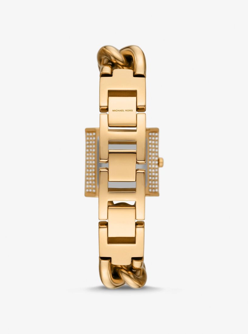 Michael Kors Mini Lock Pave Gold-Tone Chain Watch Gold-tone Damen Gold | GBARJI061