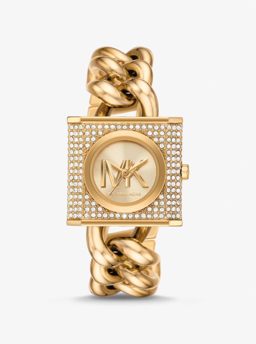 Michael Kors Mini Lock Pave Gold-Tone Chain Watch Gold-tone Damen Gold | GBARJI061