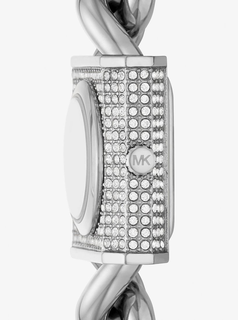 Michael Kors Mini Lock Pave Silver-Tone Chain Watch Silver-tone Damen Silber | SKTIRH298