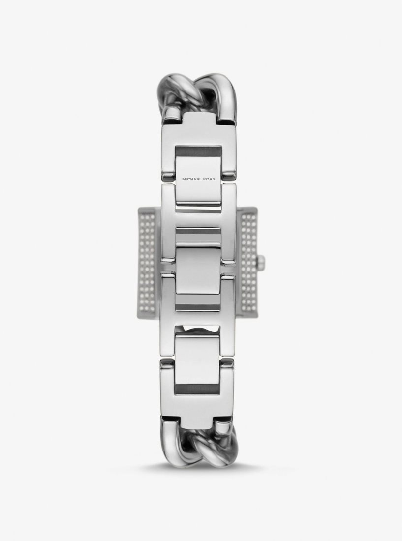 Michael Kors Mini Lock Pave Silver-Tone Chain Watch Silver-tone Damen Silber | SKTIRH298